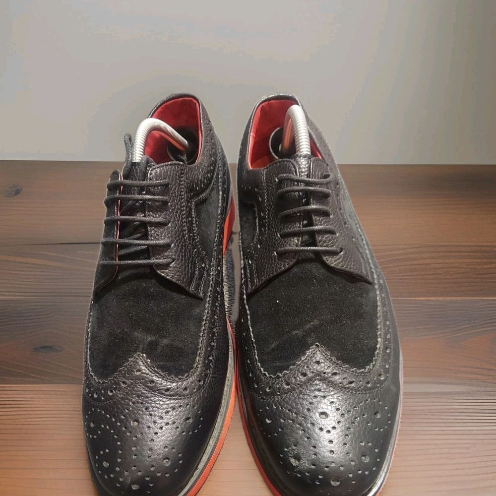 Mark Nolan Alexander Black With Red Leather Suede Shoes Size 10 Formal Attire